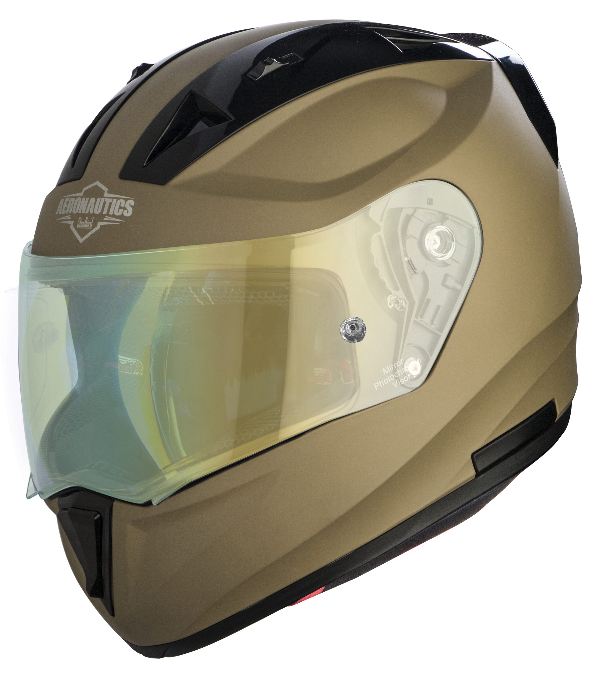 SA-1 Aeronautics Mat Desert Storm With Anti-Fog Shield Green Night Vision Photochromic Visor